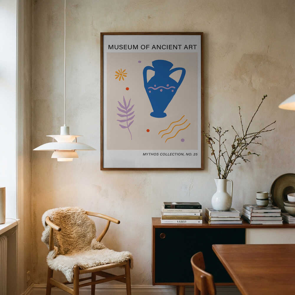 Plakat med motiv af antik blå amfora