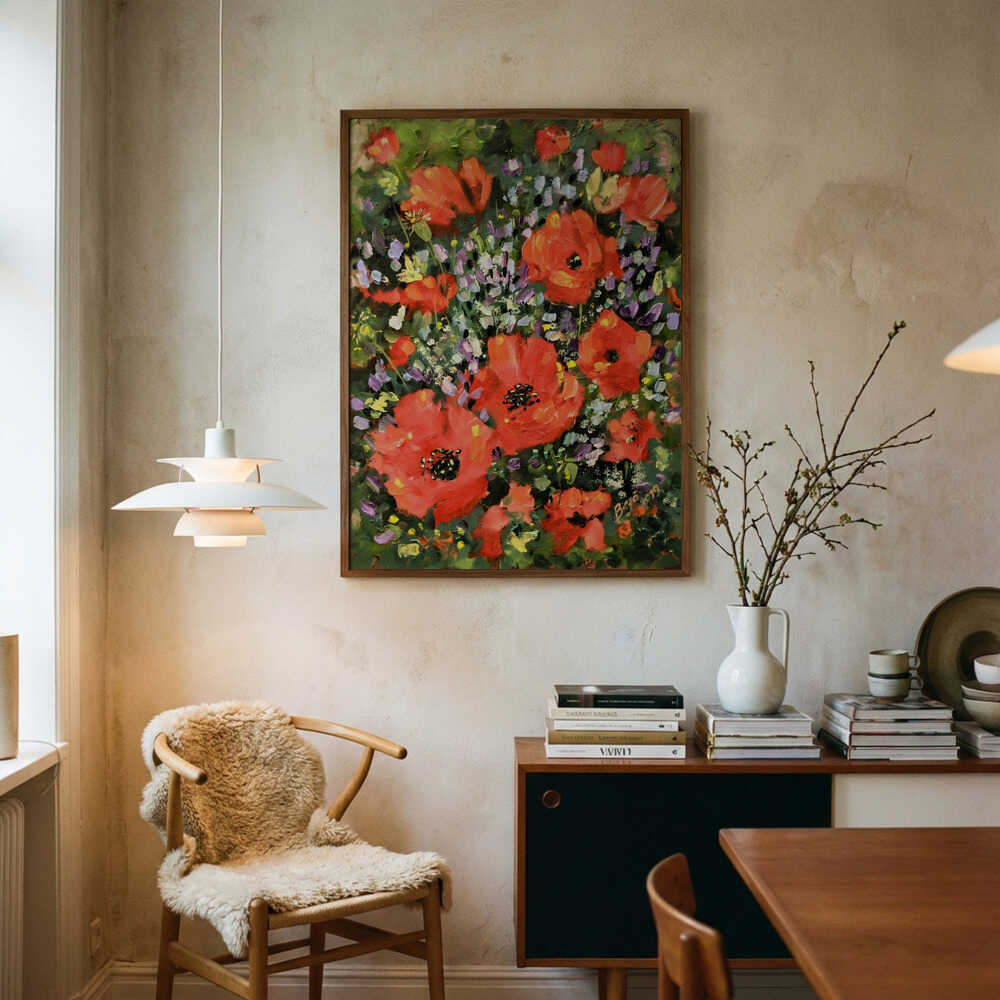 Livlig vallmoträdgårds Poster