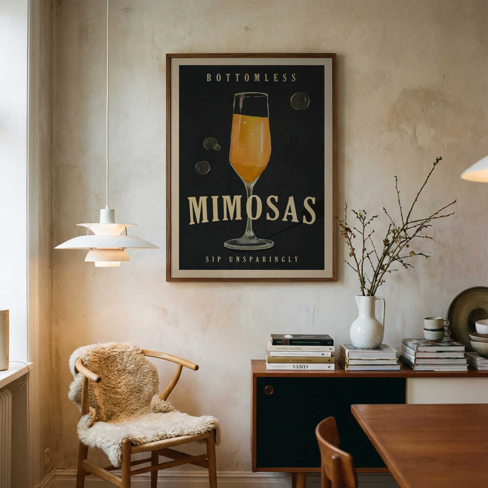 Bottenlösa Mimosa Art Déco Cocktailbar Konst Poster