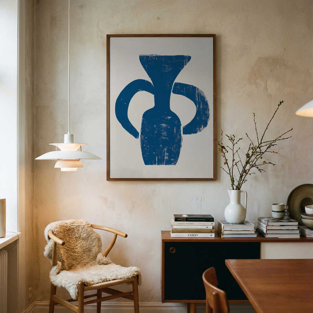 Blå tekstureret vase plakat