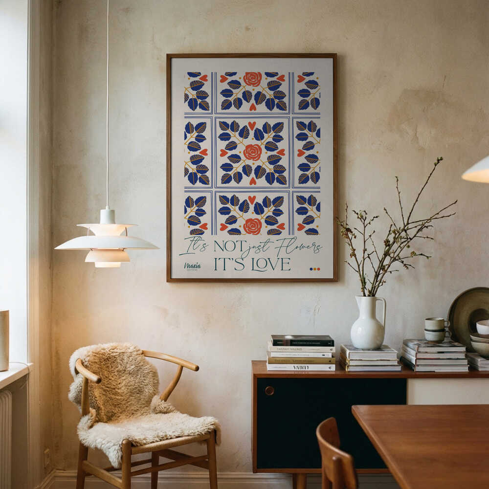 Love Flowers Botanical Pattern Poster