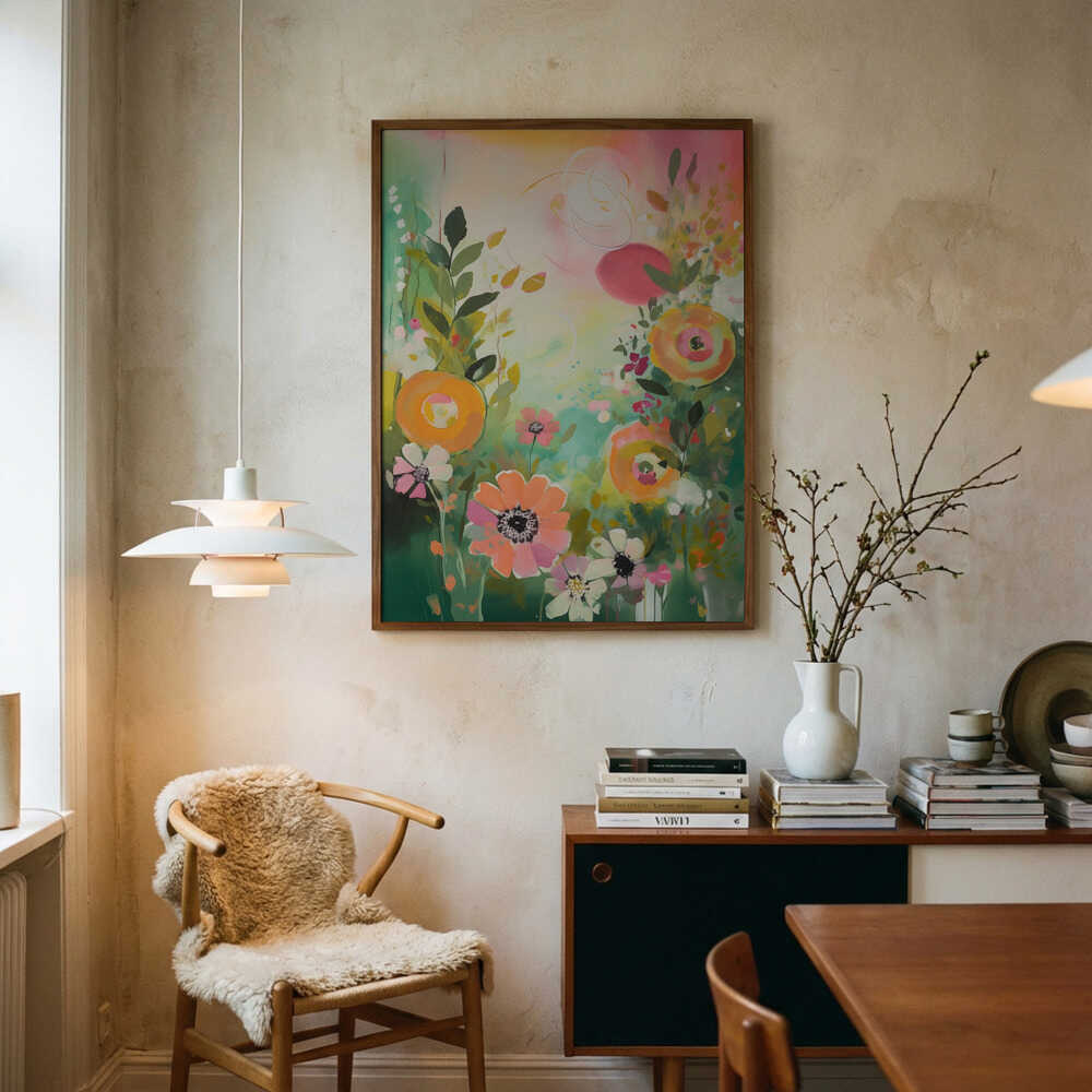Livfull abstrakt blomster Poster