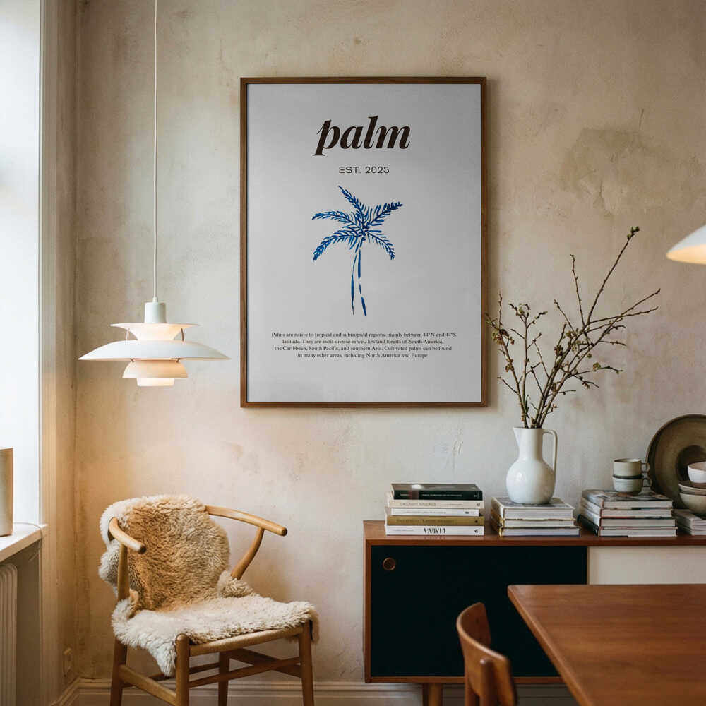 blå akvarell och palmtext Poster