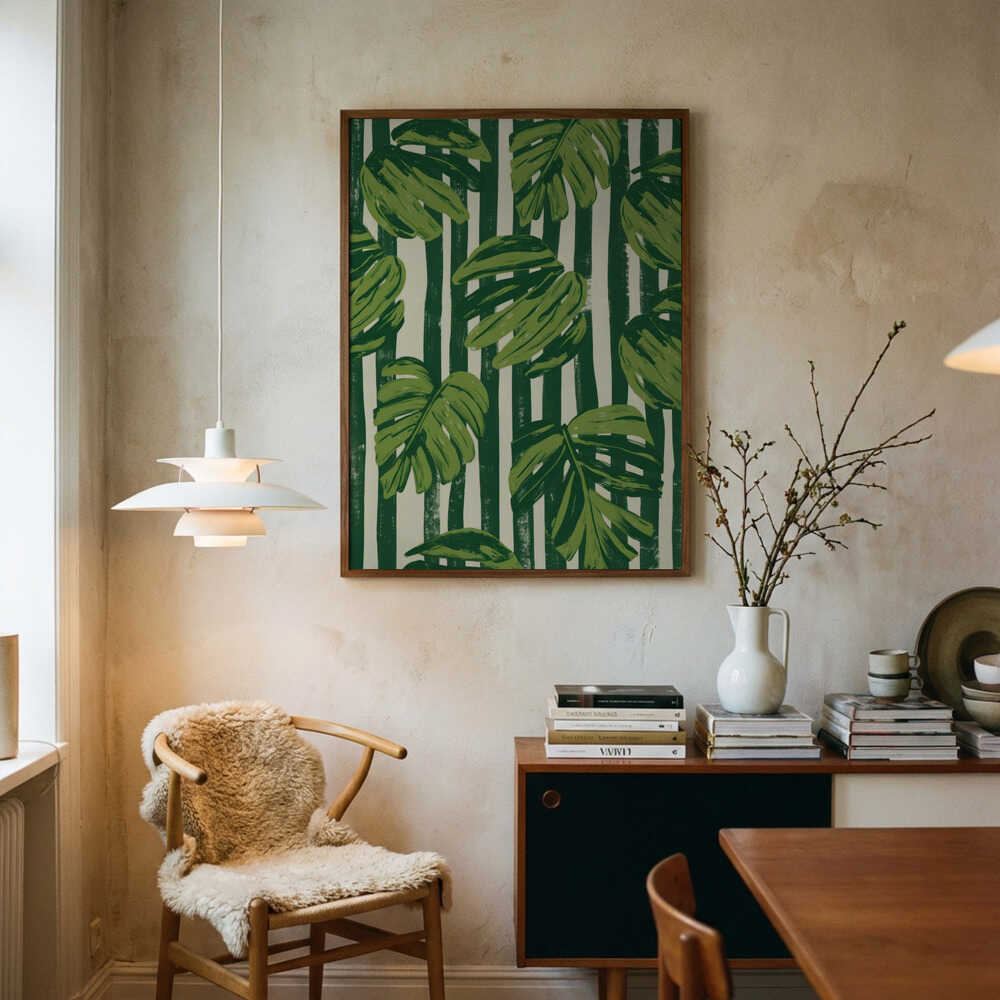Monstera-blad ränder Poster
