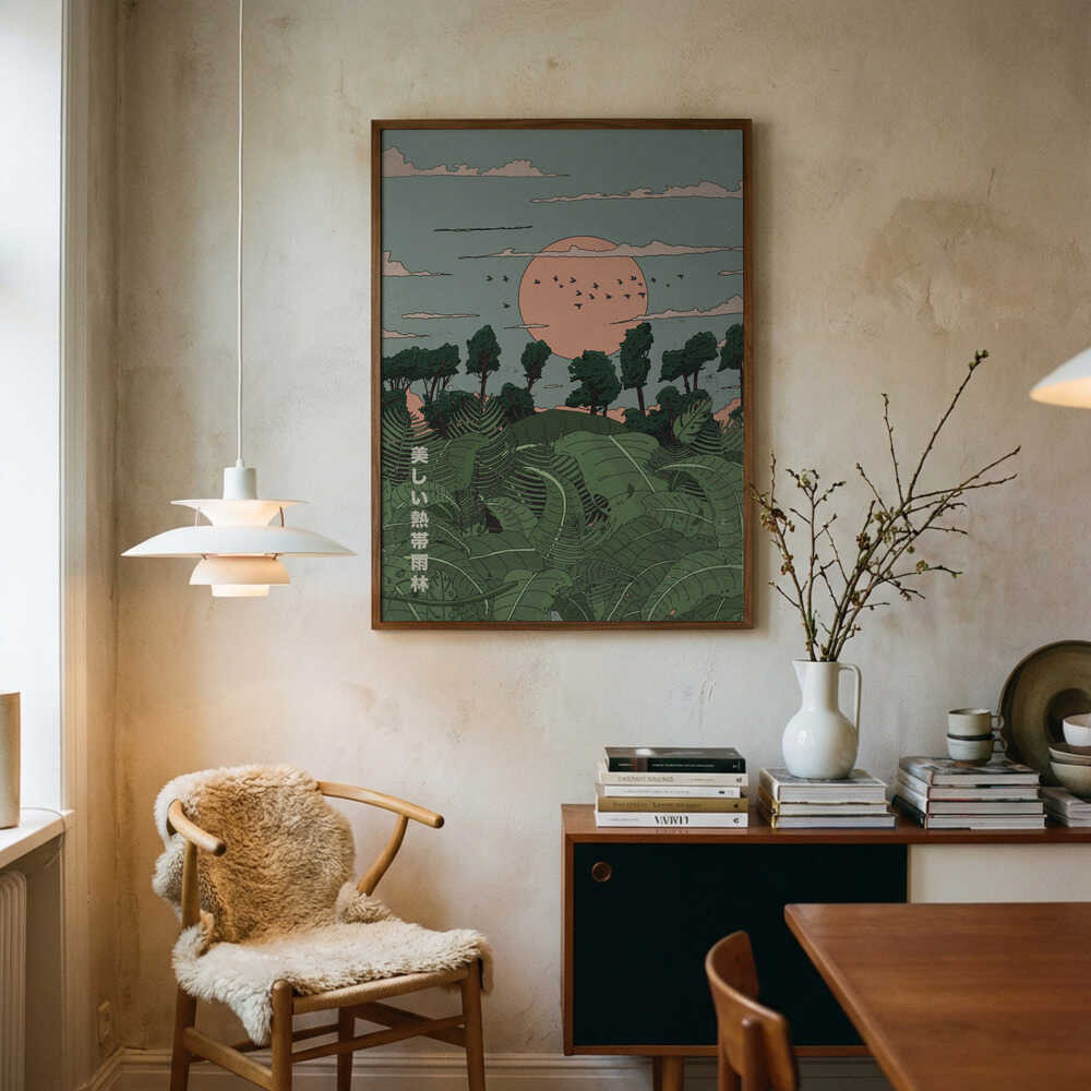 Japansk tropisk solnedgångs Poster