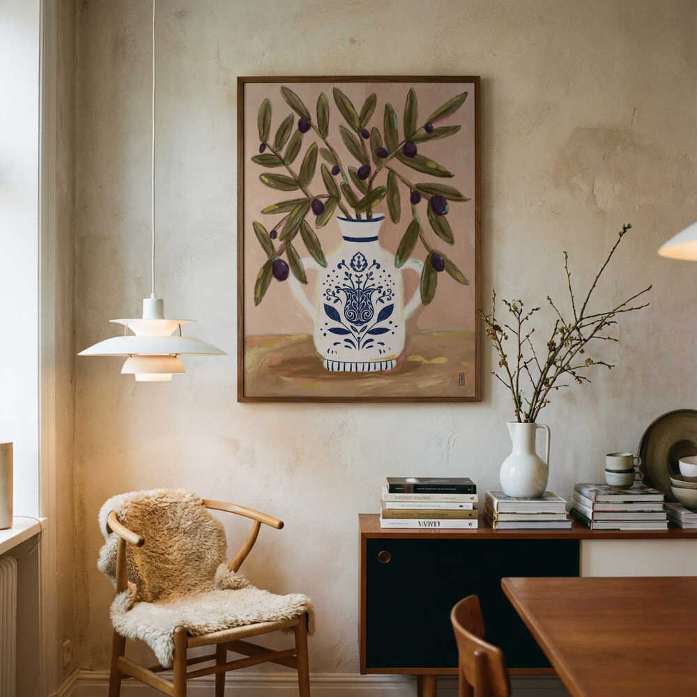 Olive Branches In a Pot Painting Poster