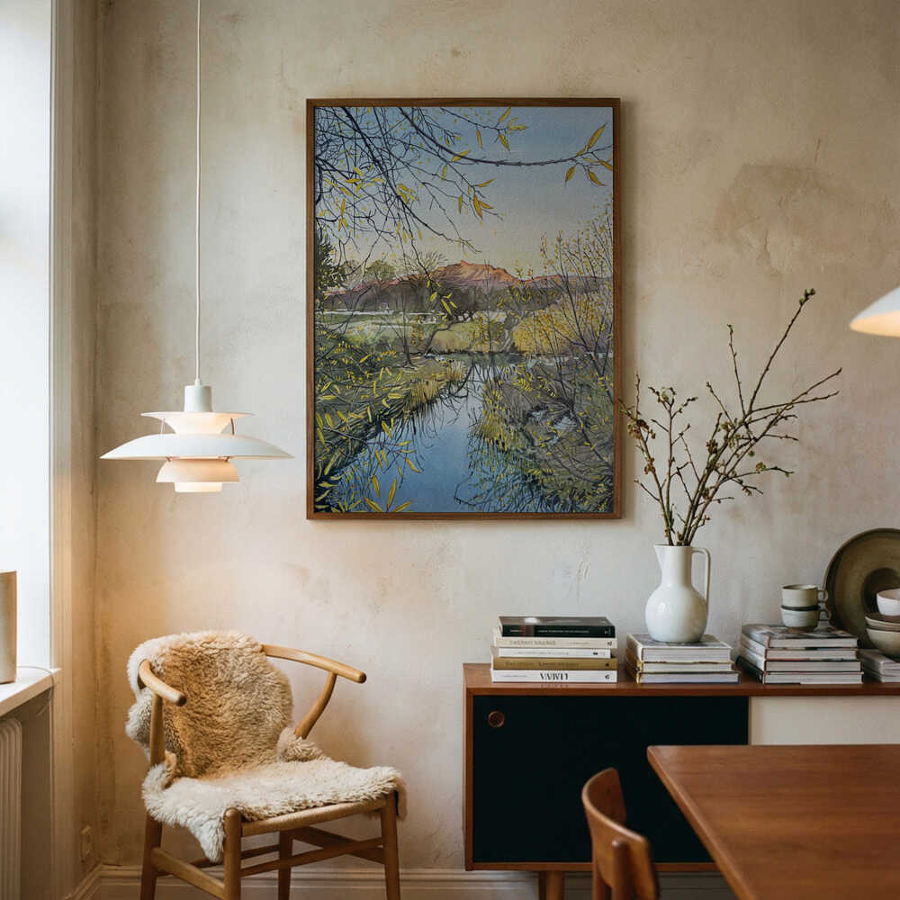 Golden River Reflections Poster