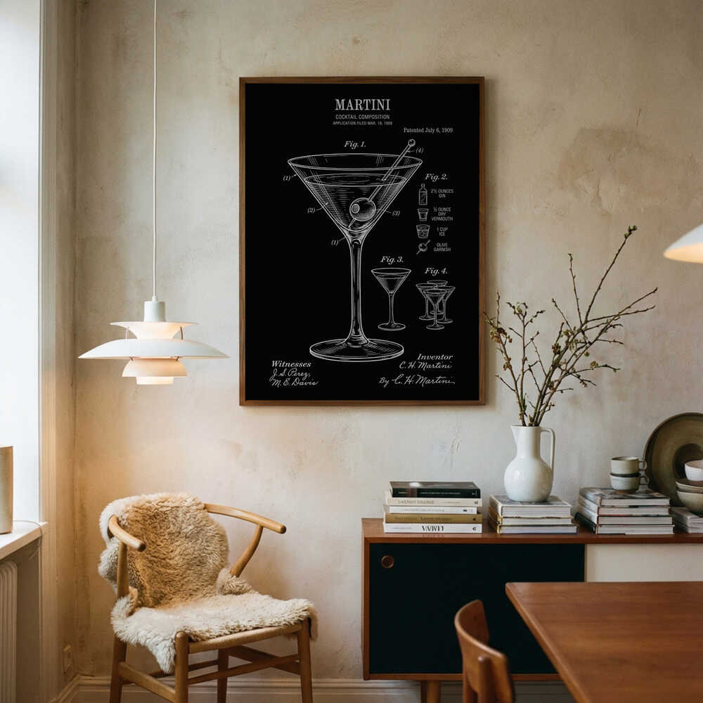 Klassisk Martini Patenttegning Plakat