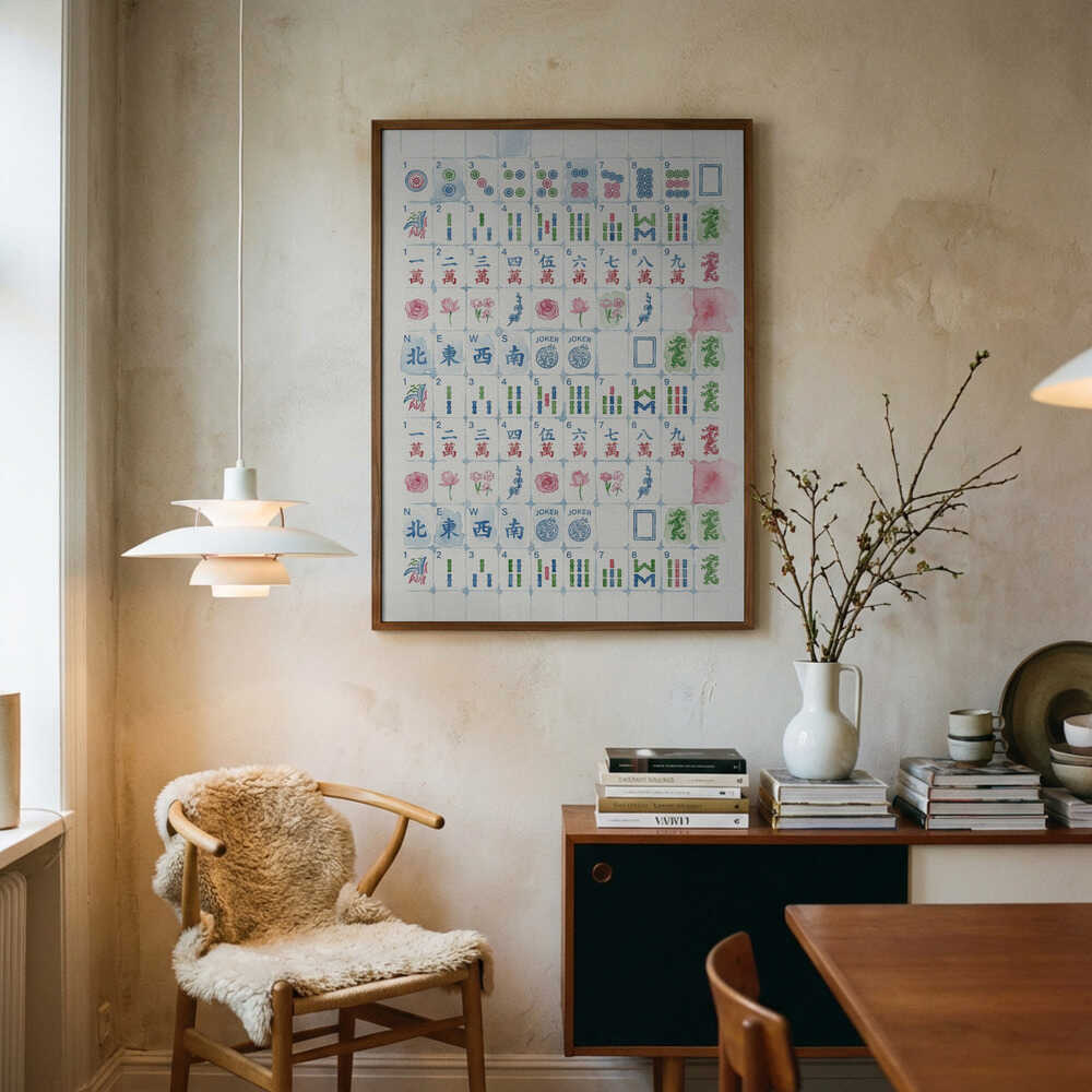 mahjongbrickor i akvarell Poster
