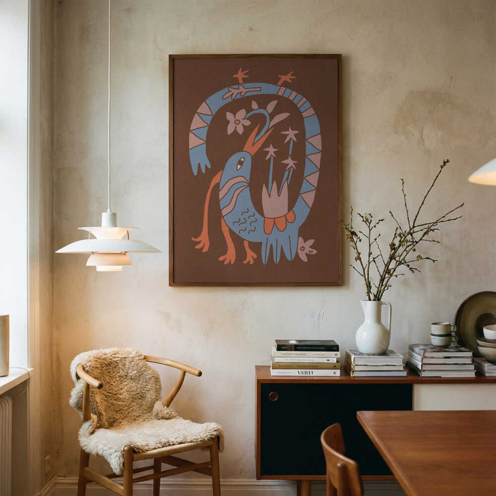 Whimsical Folk Bird Poster