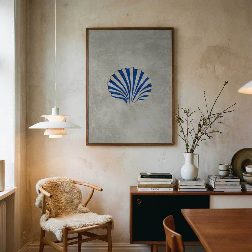 Blue Striped Scallop Poster