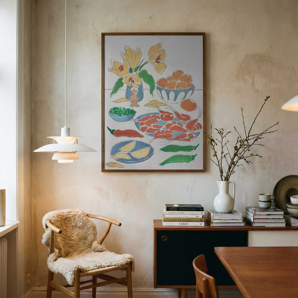 Fresh Flowers and Feast Poster