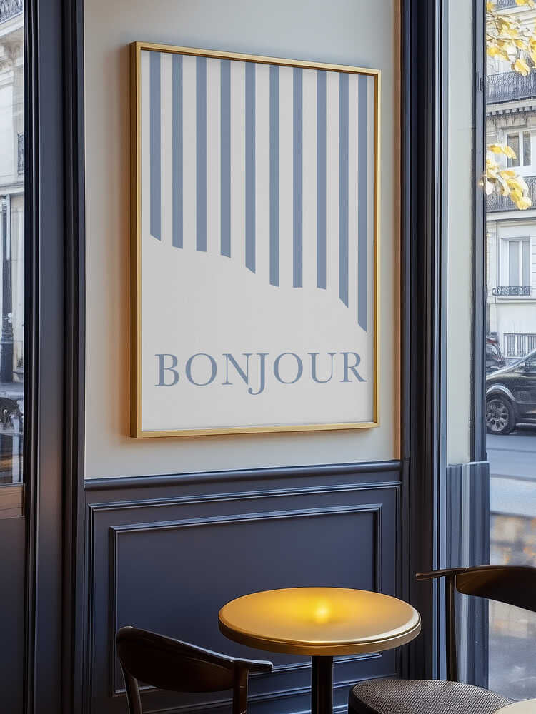 Bonjour Stripes-poster