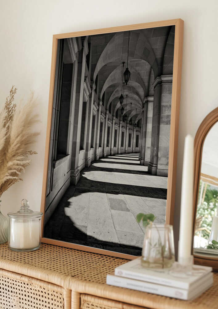 Arched Hallway Shadows Poster