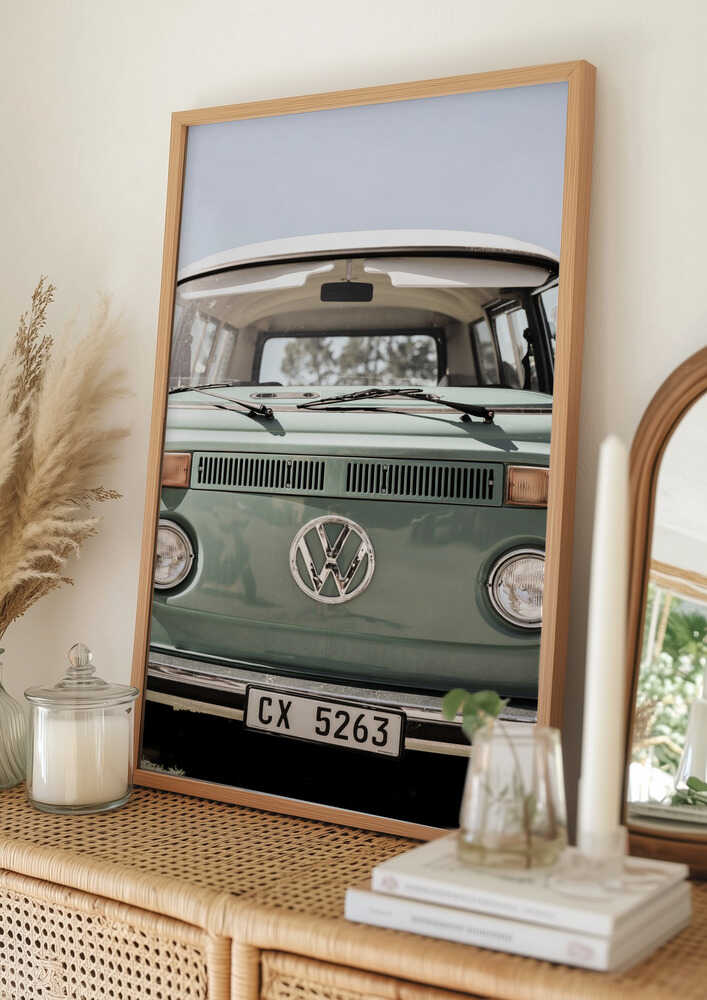 Klassisk design i mjuka gröna toner på bilar