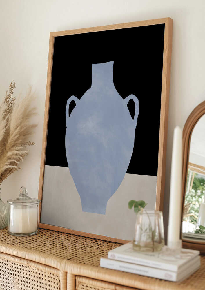 Blå minimalistisk vaseplakat
