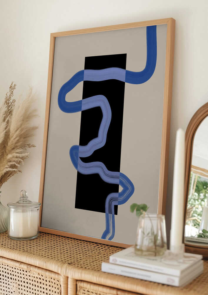 Rektangel med flytande blå linjer Poster