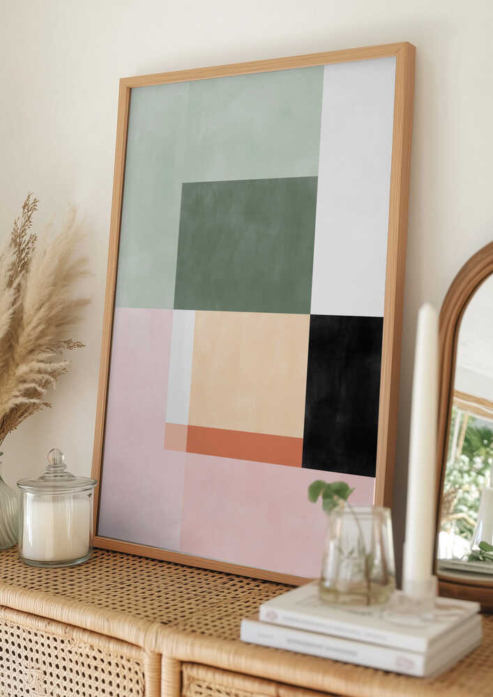 Abstrakt komposition med geometriske former plakat