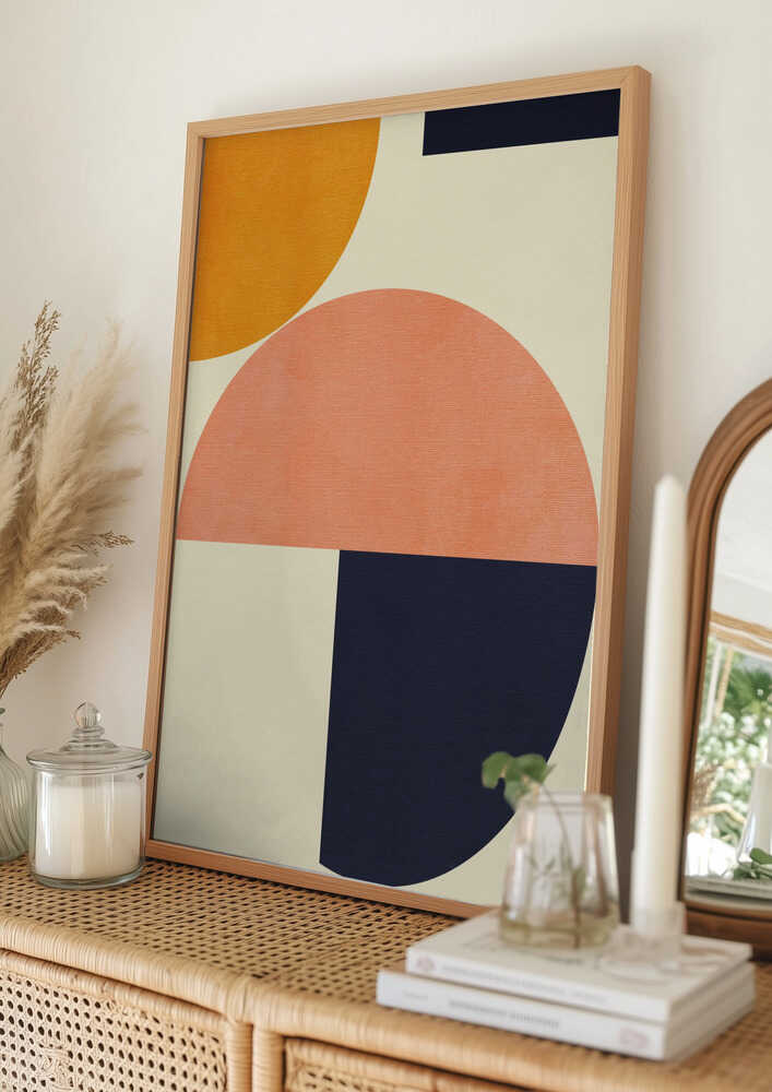 Rainbow Plus Shapes  Blue Mustard2 Poster