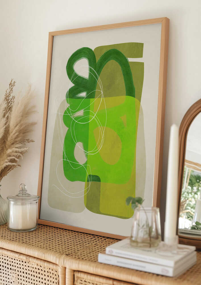 Målade linjer grönbrun 4 Kopie Poster
