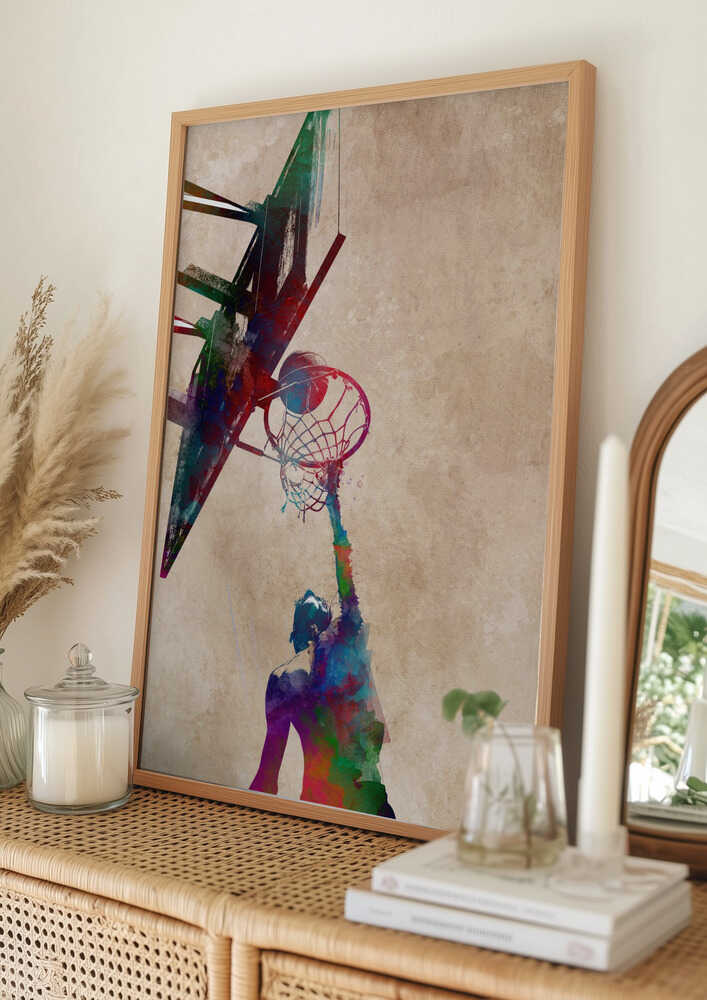 Colorful Basketball Dunk Poster