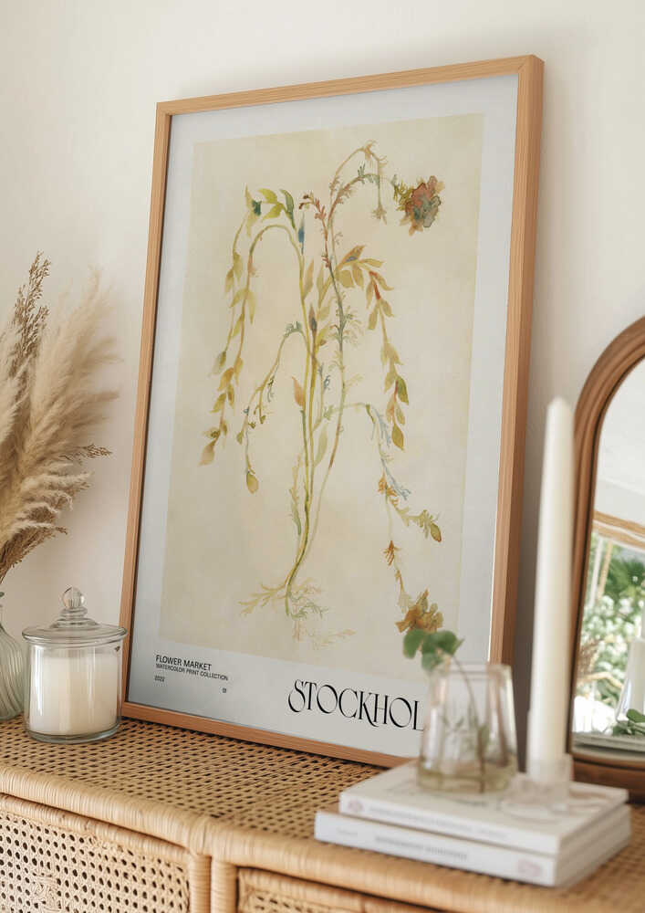 Akvareltryk-kollektion. Blomstermarked - Stockholm Plakat