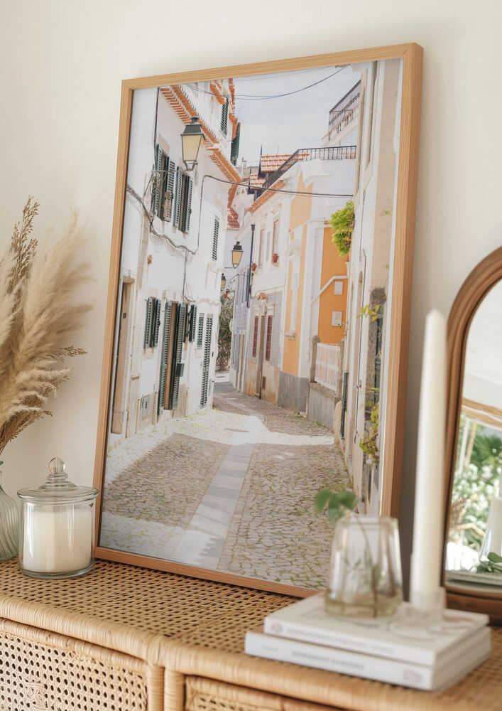 Charming European Cobblestone Street Poster