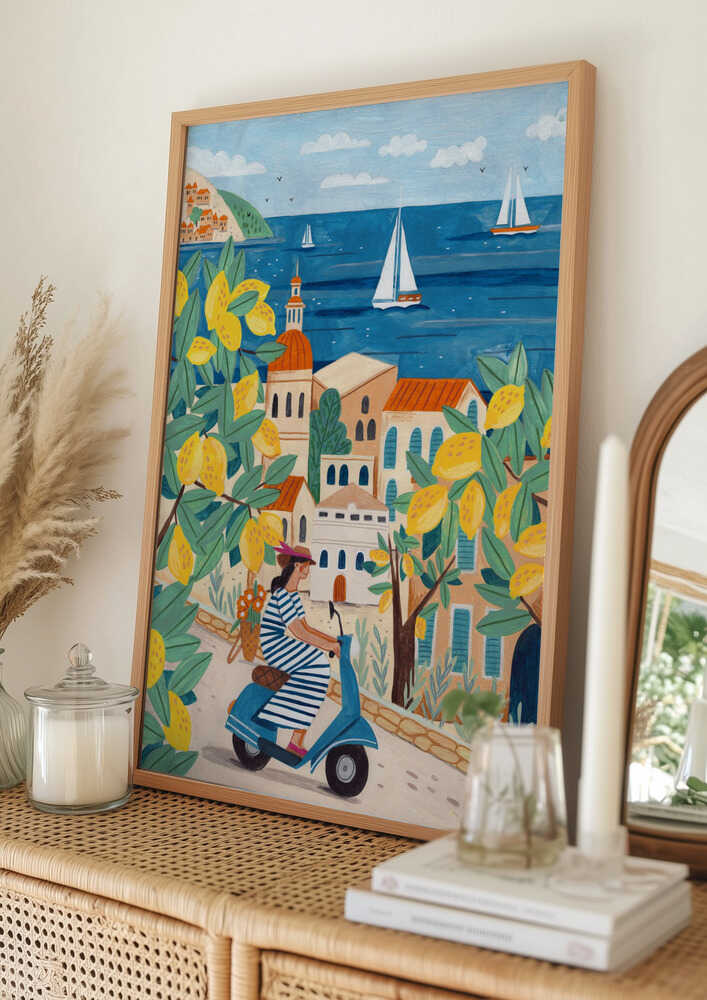 Rese kvinna på Amalfikusten, Italien Poster
