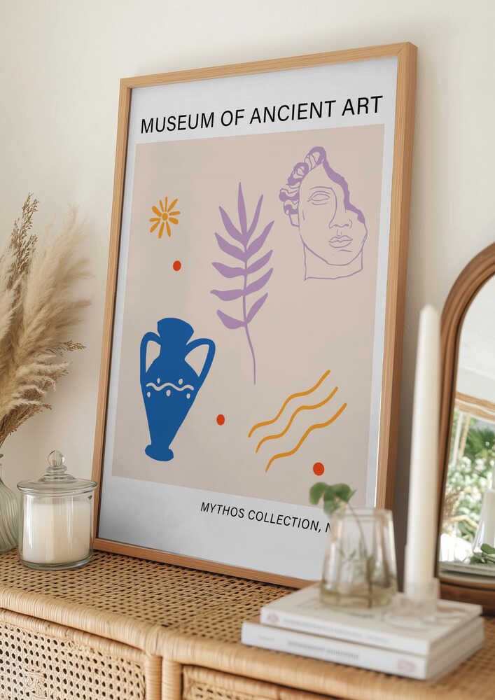 Abstrakt kunstplakat med oldgamle myter
