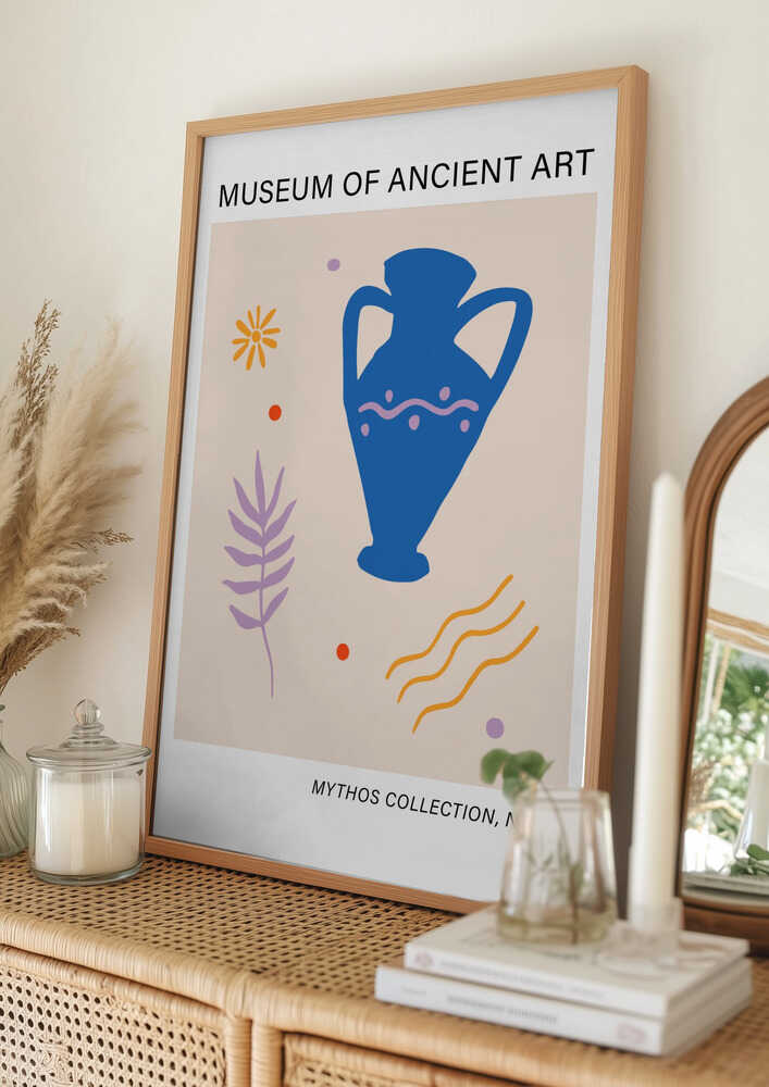 Plakat med motiv af antik blå amfora
