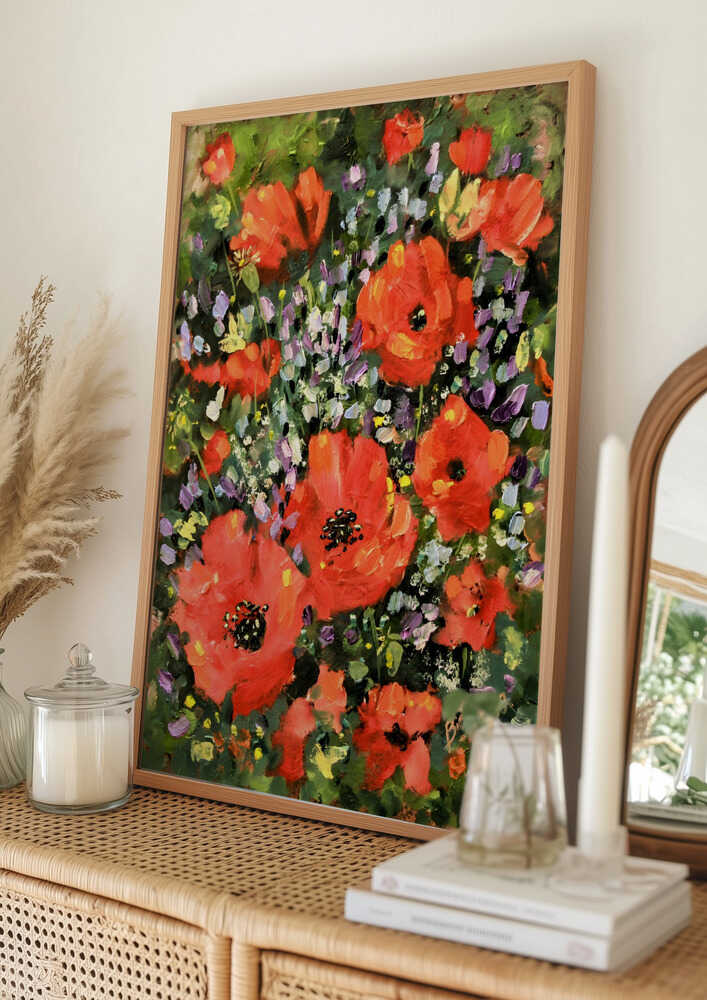 Livlig vallmoträdgårds Poster