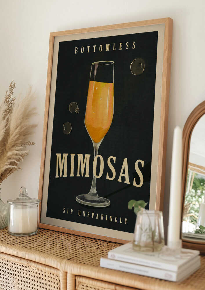 Bottenlösa Mimosa Art Déco Cocktailbar Konst Poster