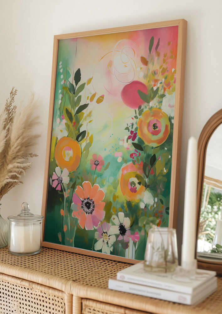 Livfull abstrakt blomster Poster