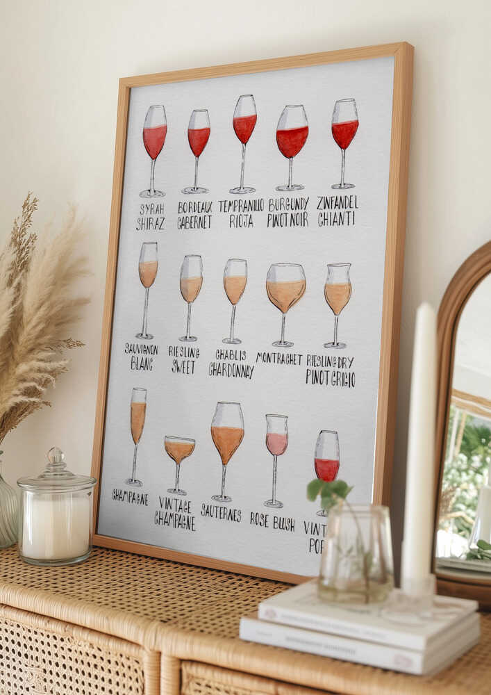 Plakat med vinglastyper