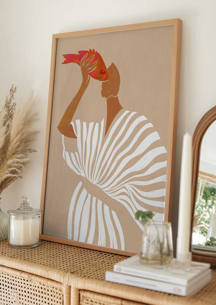 Woman Admires Fish Poster