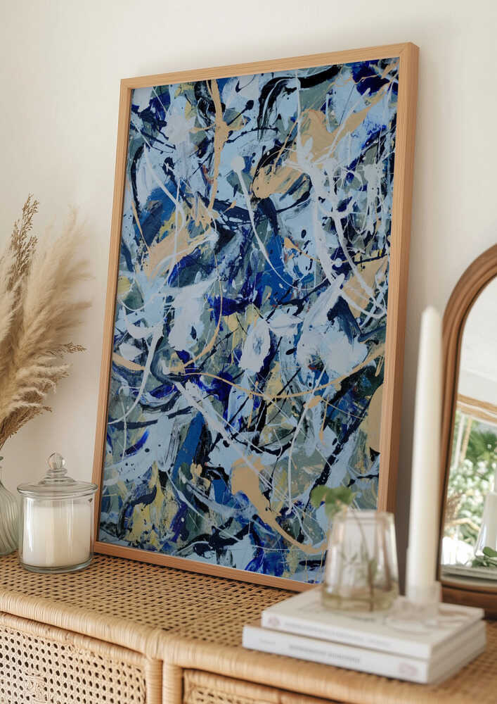 Dynamic Blue Paint Splatter Poster
