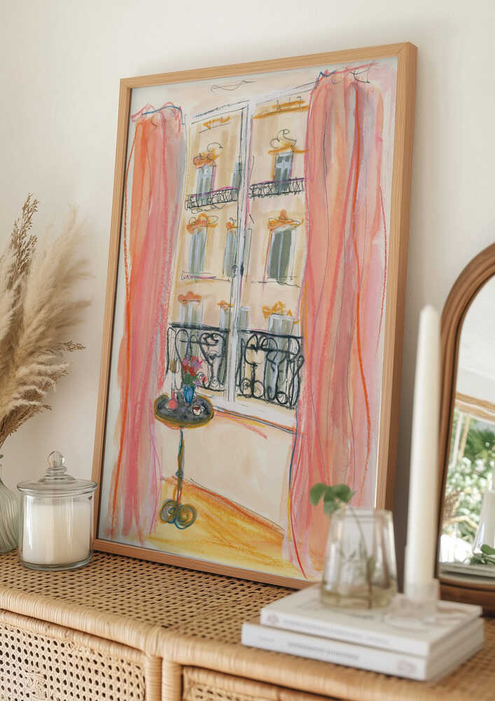 Paris Vinduesudsigt Illustrationsplakat