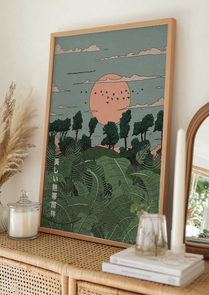 Japansk tropisk solnedgångs Poster