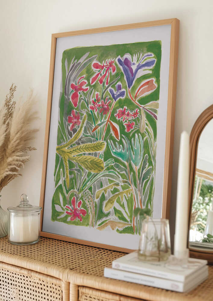 Poster eines farbenfrohen wilden Gartens