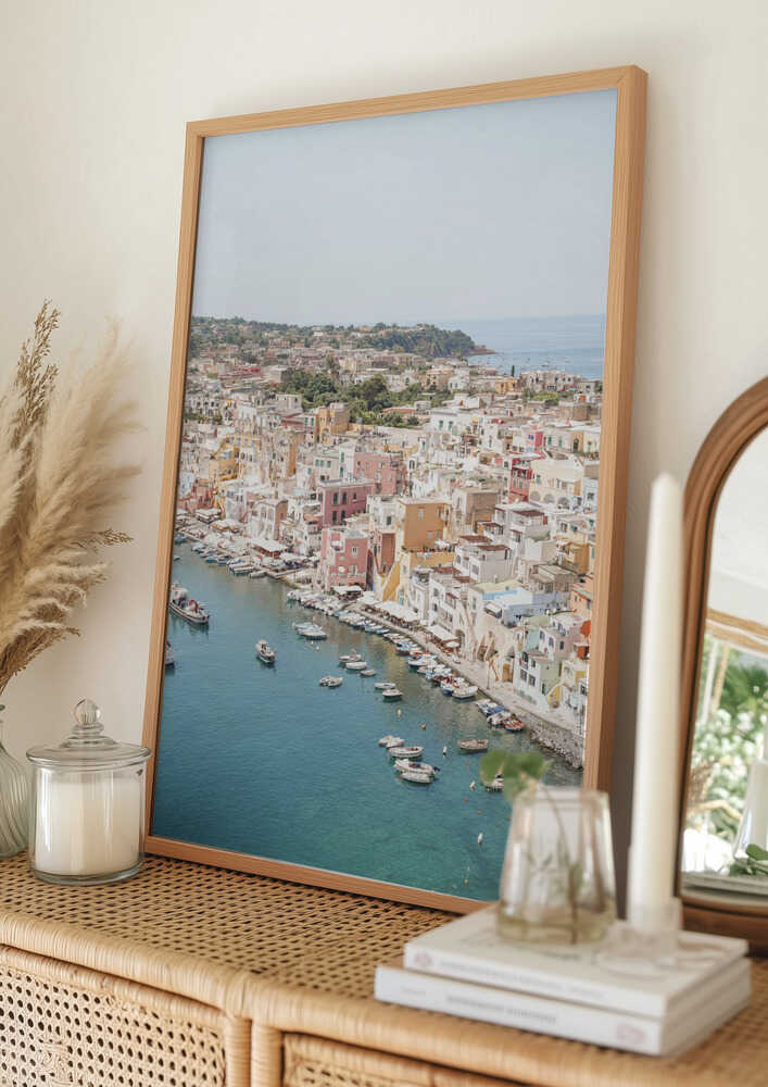 Livlig italiensk kuststad Poster