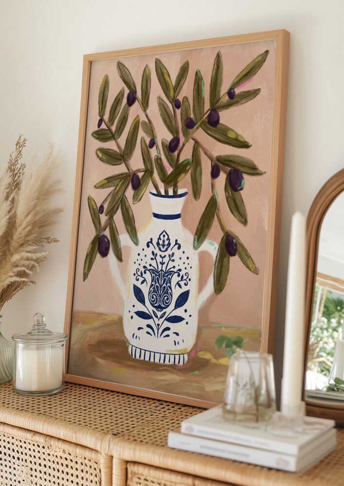 Olive Branches In a Pot Painting Poster