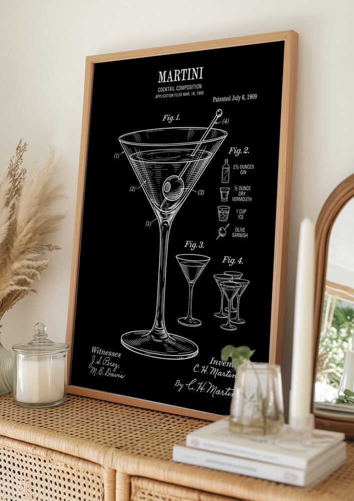 Classic Martini Patent Drawing Poster