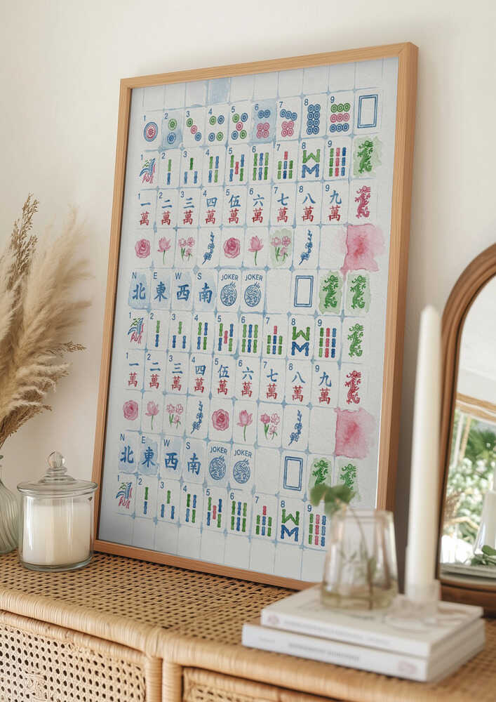Watercolor Mahjong Tiles Poster