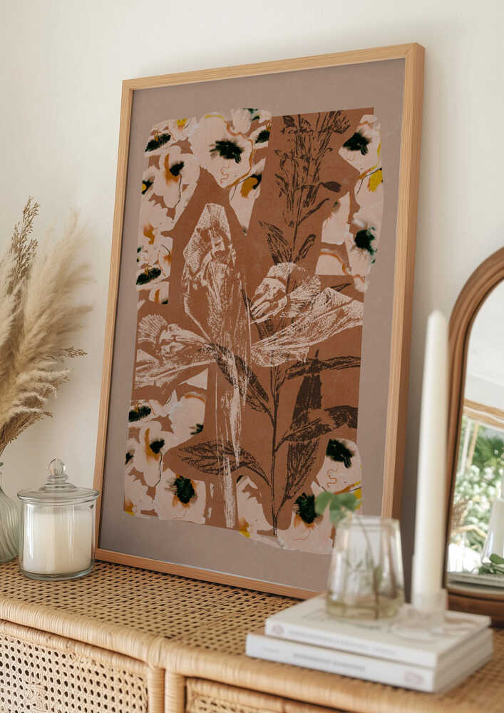 Jordnær blomsterkollageplakat