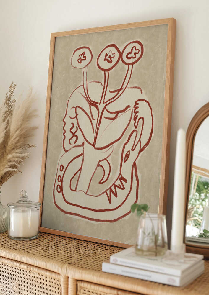 Seren kvinde og slange plakat