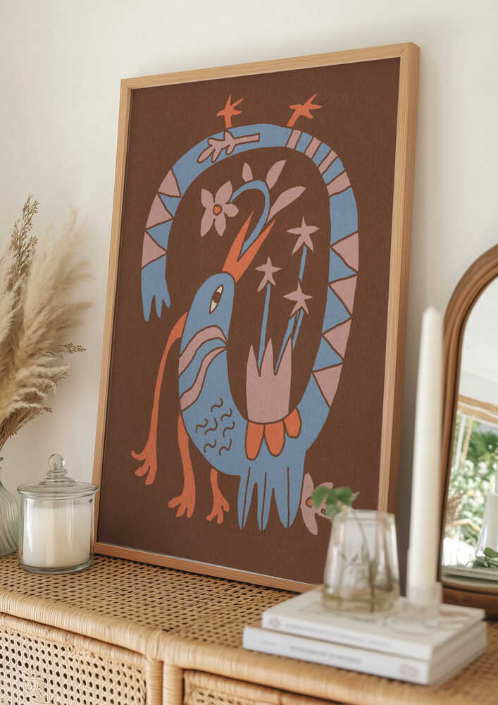 Verspielter Volkskunstvogel – Poster