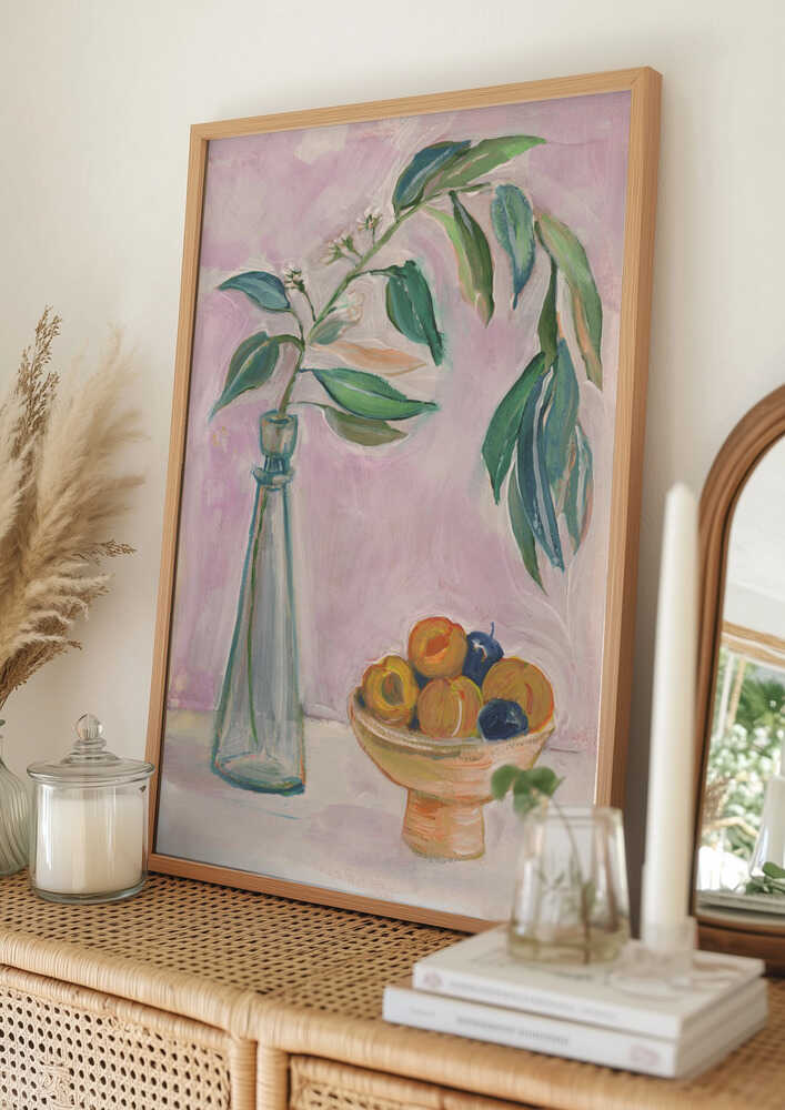 Plakat med frisk frugt og blomster
