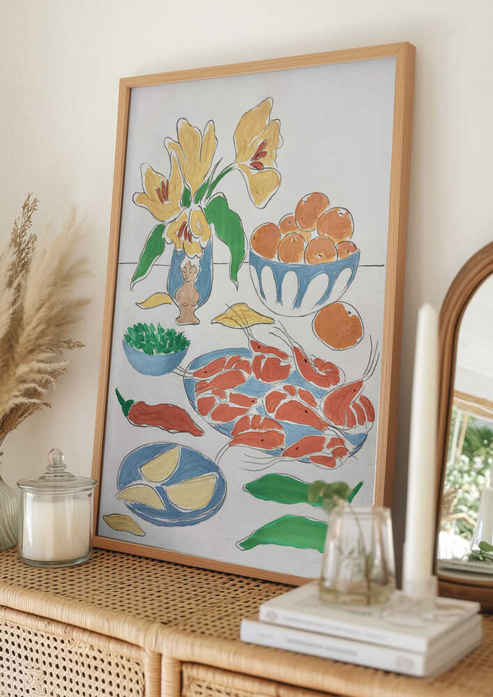 Fresh Flowers and Feast Poster