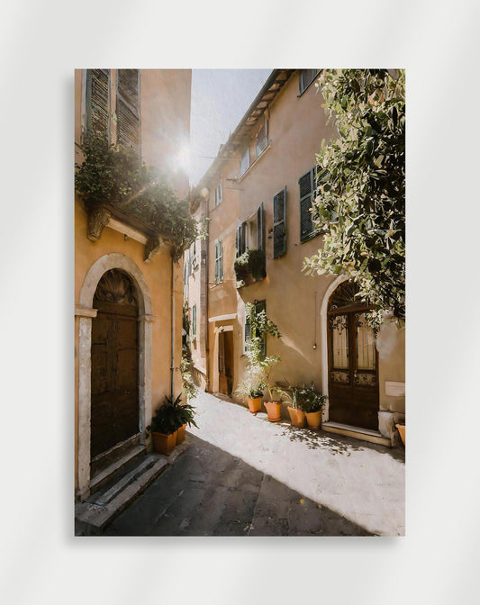 photograph of a narrow street Poster