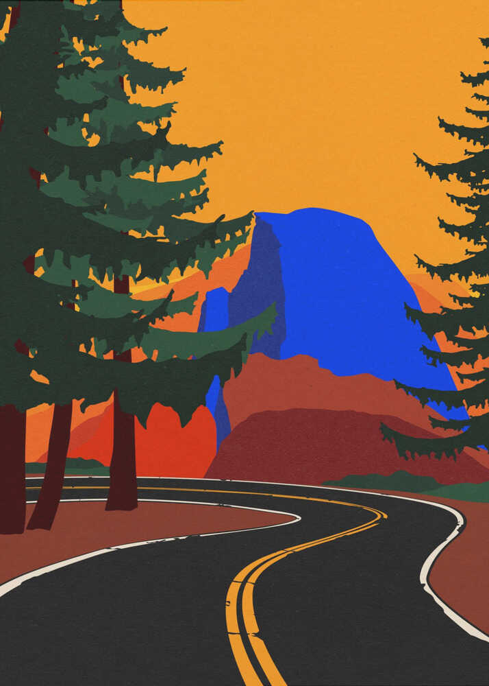 Clacier Road med Half Dome Poster